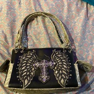 Cross and Wings Bejeweled Purse